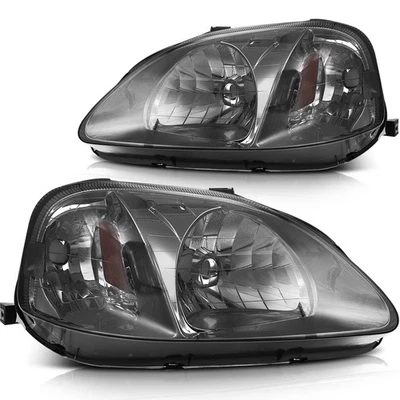 Headlights Assembly Left+Right Fits Honda Civic 1999-2000 Black Clear Foto 1 de 4