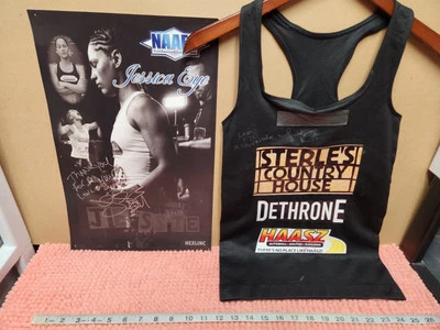 Jessica Eye AUTOGRAPHED UFC 170 Alternate Fight Shirt & Poster w/ Inscriptions  - Image 1 of 3