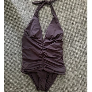 L*SPACE The Ruched Halter Top One Piece Swimsuit Lavendar Gray 8 Made in USA - Picture 1 of 5