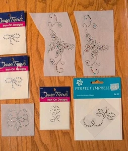Jeweled Iron On Butterflies Bows Flower Lot - Picture 1 of 9