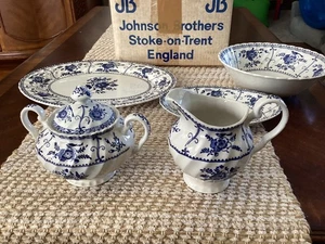 Johnson Brothers, Stoke-on-Trent, blue Indies, sugar bowl and creamer New - Picture 1 of 3