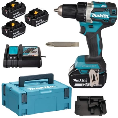 Makita Akku Bohrschrauber DDF484RT3J 3x 5,0 Ah Akkus Li-Ion + Ladegerät DC18RC - Bild 1 von 4