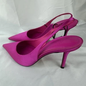 Zara Women’s Pink Satin Sling Back Shoes EU 37 US 6.5 UK 4 - Picture 1 of 8