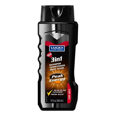 Champú, acondicionador, gel de baño Lucky 3 en 1 - energía máxima, 12 oz Foto 1 de 4