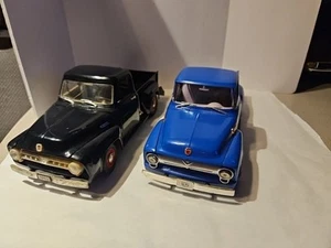 LOT OF 2 VTG. 1/18 SCALE FORD PICK-UP TRUCKS, F-100, 1956 ERTL/ 1953 ROAD TOUGH - Picture 1 of 21