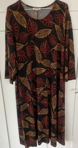 Gorgeous Serengeti 3X Multicolored Autumn Leaves Design Scoop Neck Maxi Dress - Picture 1 of 5