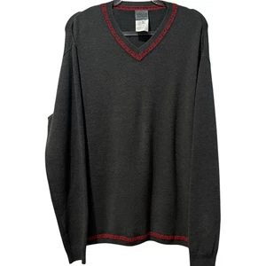 Maglione Versace Jeans Couture anni 90 chiave greca lana merino grigio antracite rosso XL VINTAGE - Foto 1 di 6