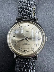 Reloj de cuarzo Collezio vintage para dama esfera dorada correa de lagarto negro movimiento Japón - Imagen 1 de 10