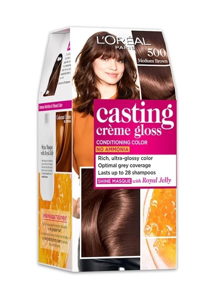 L'ORÉAL Paris Casting Crema Brillo Color de Cabello - 500 Marrón Medio (87,5 g + 72 ml) Foto 1 de 4