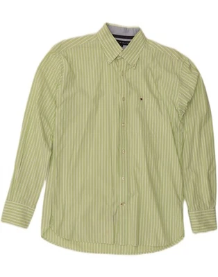 TOMMY HILFIGER Mens Shirt Medium Green Striped Cotton CO20 - Image 1 of 4