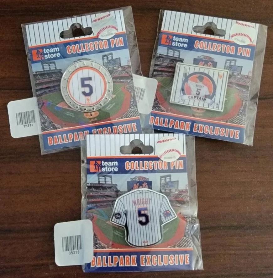 DAVID WRIGHT #5 3 PIN SET HOF Number Retirement 7/19/25 Citi Field New York Mets - Image 1 of 1