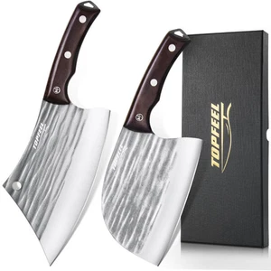 2PCS Butcher Cleaver Knife Set- Serbian Chef Knife & Heavy Duty Meat Cleaver ... - Picture 1 of 6