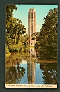 Florida's Majestic Singing Tower and Its Reflection 1970 Postcard Bok Tower Gds - Picture 1 of 2