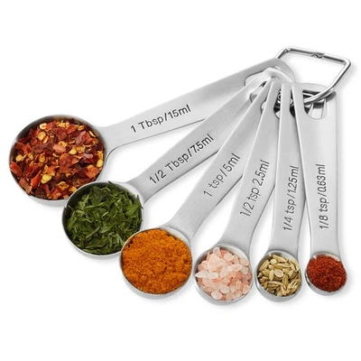 6pc Stainless Steel Measuring Spoons Set Teaspoon and Tablespoon Measurements - Image 1 of 4