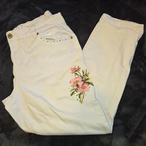 Hydraulic Ankle Skinny weiß Blumen bestickt Damen Jeans Gr. 16 - Bild 1 von 14