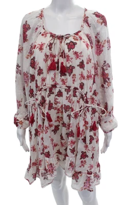 Mini Vestido Floral Free People Para Mujer Manga 3/4 Cerradura Blanco Rosa Talla Mediana Foto 1 de 4