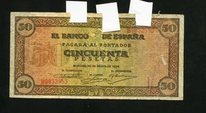 tu_bazar BILLETE 50 PESETAS SERIE B 1938 - Foto 1 di 2