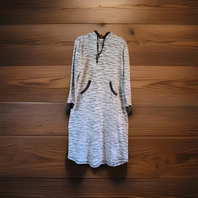 Cuddl Duds Fleecewear 连帽躺椅口袋白色和灰色 M 码 (N9) — 第 1/4 张图片