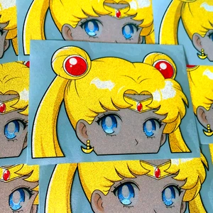 SAILOR MOON REFLECTIVE ANIME GIRL PEEKER STICKER CAR DECAL - Picture 1 of 2