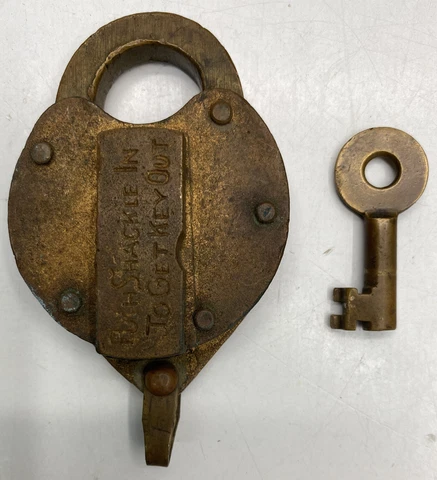 RARE NICE ANTIQUE 1897 PADLOCK LOCK W-KEY NEW YORK TELEPHONE COMPANY Cover