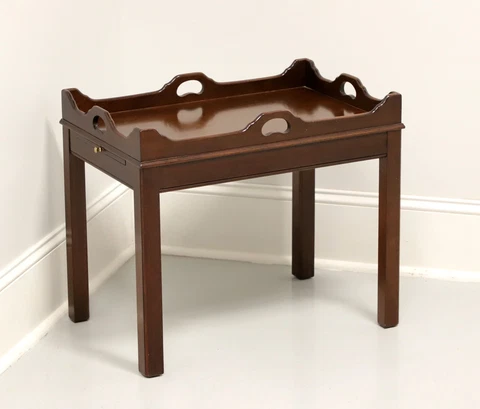 LINK-TAYLOR Heirloom Solid Mahogany Chippendale Tea Table Cover