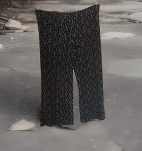 Ava & Viv Wide Leg Pull On Pants Size 2X Black Geometric Print Soft Jersey Knit - Picture 1 of 12