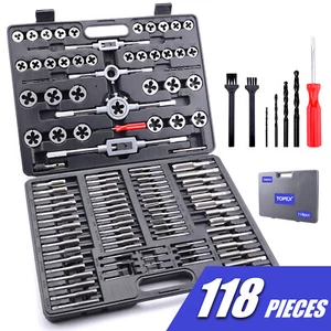 TOPEX 118-Piece Metric Tap and Die set Screw Thread Drill Repair Kit M2-M18 - Picture 1 of 12
