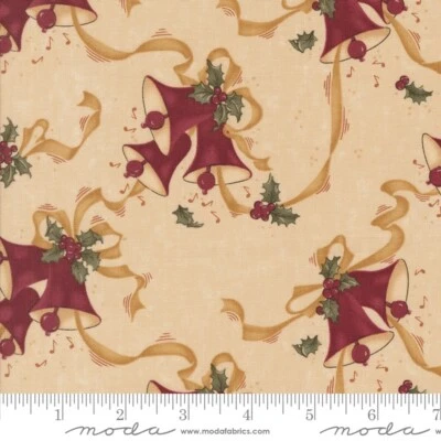 A Vintage Christmas Tan Christmas Bells by Kansas Troubles Moda Half Yard - Image 1 of 2