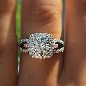 3.50 Ct Round Cut White Diamond Lab-Created Wedding Ring 925 Sterling Silver - Picture 1 of 3
