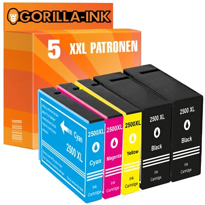 GORILLA-INK 5 cartuchos XXL para Canon Maxify MB 5155 MB 5350 MB 5450 MB 5455 PGI-2500 XL