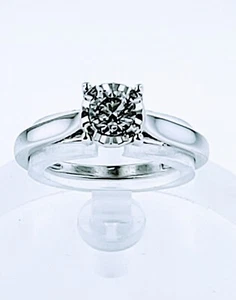 14k White Gold Diamond Engagement Ring 0.50tcw W/Solitare Diamonds Bridge - Picture 1 of 9