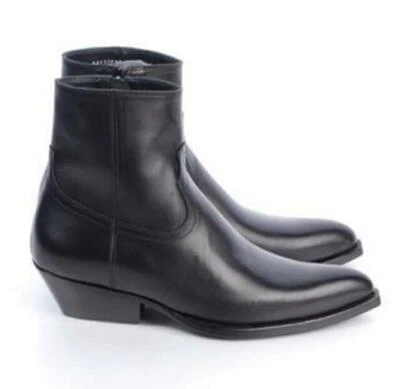 Western Para Hombres Chelsea Gamuza Real Cuero Parte Superior Alta Botines Tacón Medio Zapatos Nuevos Foto 1 de 4