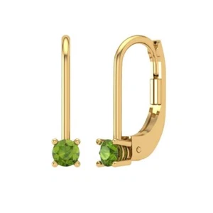 Peridot Stud Earrings for Women, Lever Back (0.2 cttw, 3.0mm, Round-Cut) - Picture 1 of 20