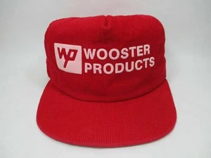 Vintage Adjust-A-Tab USA Wooster Products Red Corduroy Trucker Snapback Hat Cap - Picture 1 of 10