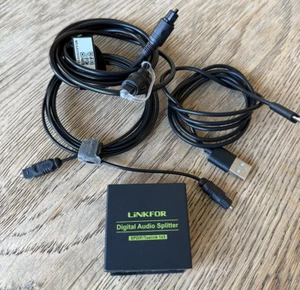 3 Port Toslink Digital Optical Audio Splitter with 2 Optical Cable + Power Cable - Picture 1 of 4