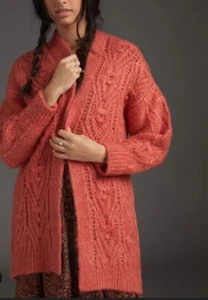 Anthropologie Nuria Oversized Textured Knit Long Cardigan Size Small - Picture 1 of 10