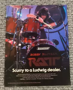 Bobby Blotzer Ratt Ludwig Drums Circus Magazine 1985 anuncio - Imagen 1 de 1
