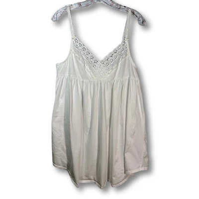 Victoria's Secret Blanco L Babydoll Camisón Vestido Algodón Encaje Borde Y2K Verano Foto 1 de 4