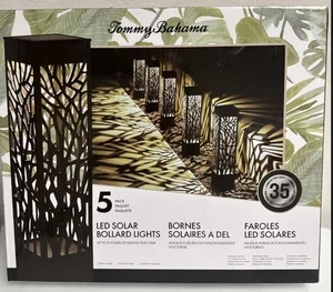 Tommy Bahama Square Solar Landscape Bollard Pathway Lights, 35 Lumen, 5-pack NEW - Picture 1 of 7