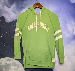 Abercrombie & Fitch grüner Used-Look Hoodie Damen Large Y2K Varsity Pullover - Bild 1 von 10