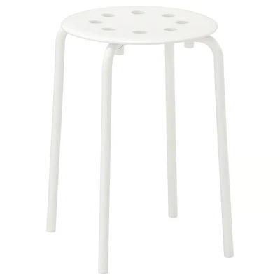 IKEA MARIUS Stool White 17¾" Lightweight Stackable Chair Seat Modern Home Bar - Image 1 of 4