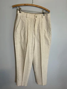 Vtg Briggs USA Pleated Pants 8P Ivory Natural Pull On Pockets Business Casual - Picture 1 of 4
