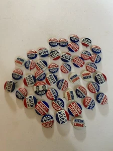 Group Of Vintage Political Pins Nixon And Lodge Red White And Blue 1960s - Picture 1 of 5