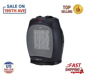 Amazon Basics Oscillating Ceramic Space Heater 1500W Portable Indoor, Black - Picture 1 of 7