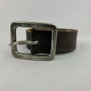 Gap England Brown Distressed Leather Jeans Vintage Belt Size 34 41" Long Length - Picture 1 of 14