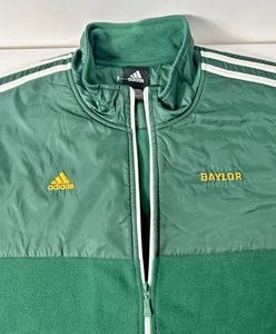Baylor University Adidas Full Zip Green and White Stripes Jacket - Picture 1 of 7