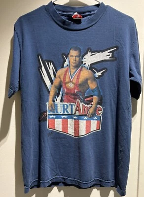 Vintage WWE Kurt Angle Shirt 2001 Blue USA Patriot Olympic Medal Tee L WWF - Image 1 of 4