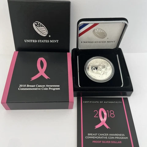 2018 BREAST CANCER AWARENESS COMMEMORATIVE PROOF SILVER DOLLAR COIN - U.S. MINT Cover