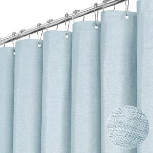 78 Inch Long Shower Curtain - Linen Textured Weighted Fabric Shower Curtain S... - Picture 1 of 6