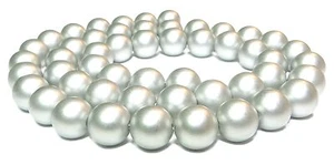 😏 Muschelkernperlen matt silber 8 mm Kugeln Perlen Muschelperlen Strang 😉 - Bild 1 von 1